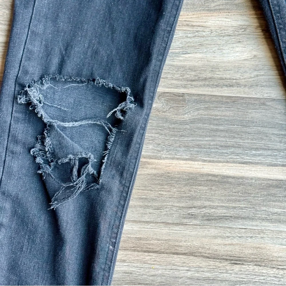 Wild Fable Size 00 High‎ Rise Distressed Straight Leg Jeans Black